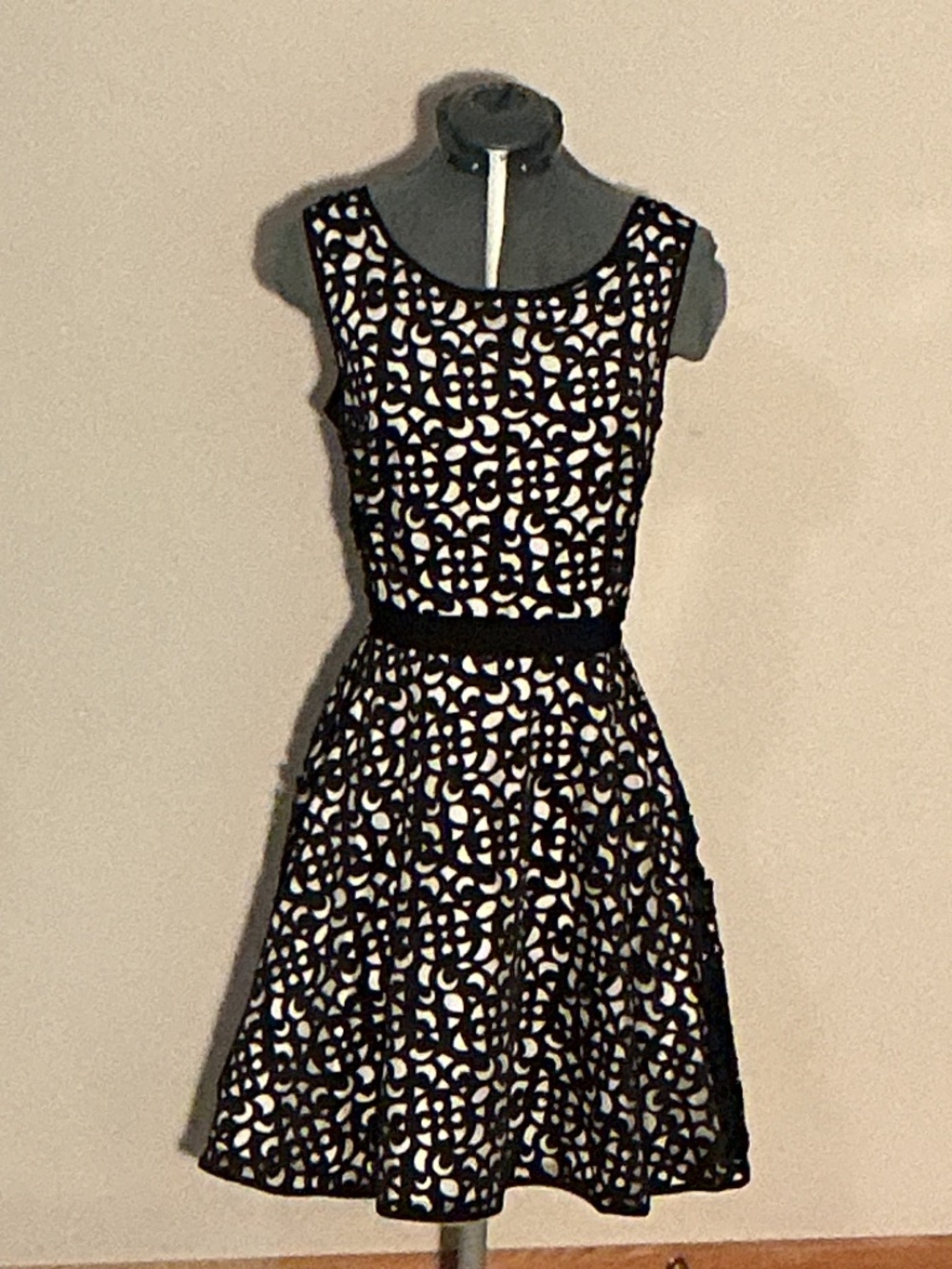 XSCAPE Size 12 Sleeveless Black Overlay Dress